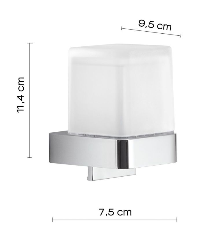 Gedy Giava, square-shaped wall-mounted glass dispenser, chrome color