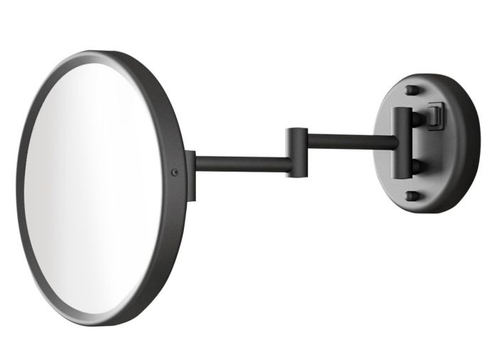 Gedy Sarah, wall-mounted round cosmetic mirror (3x) with LED backlight (direct connection), matte black