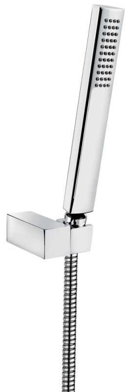 Emmevi, hand shower set 131: rectangular shower head, 150 cm hose and shower head holder (all brass parts), chrome color