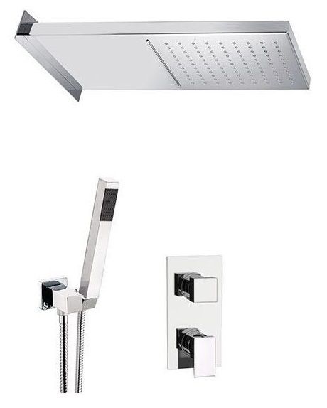 Daniel Skyline, shower set for 3 users, with cantilever shower head 50x20 cm, 2 modes: rain and cascade, matt black color