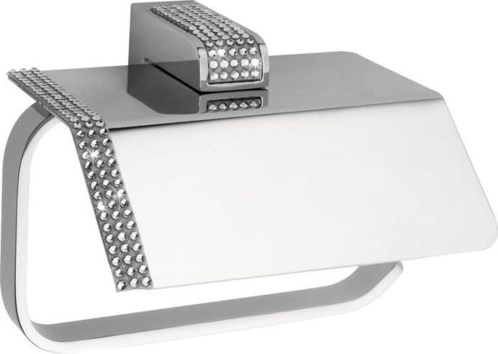 Sanibano Diamond, paper holder. with lid and crystal stripe, chrome color-Swarovski crystal crystals