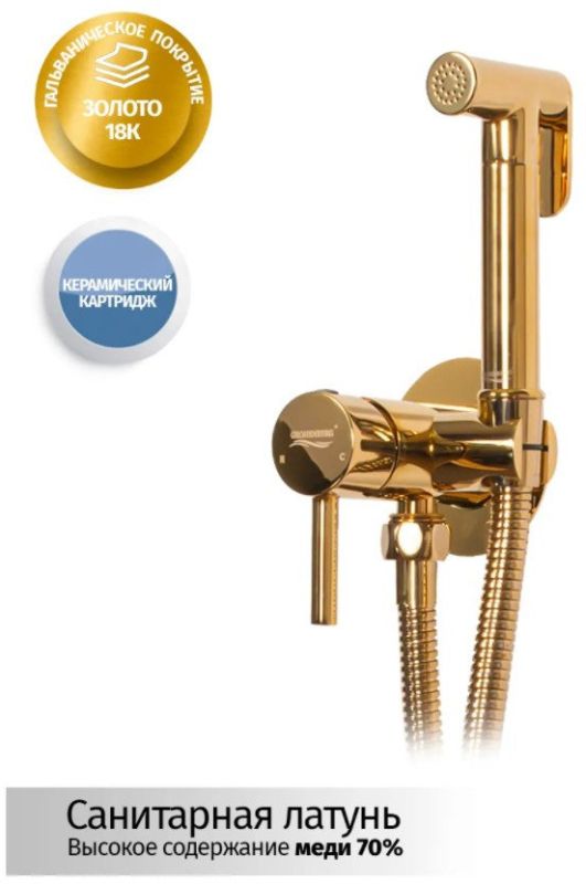 Inline mixer with hygienic shower Grocenberg GB001 Gold