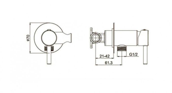 Inline mixer with hygienic shower Grocenberg GB001 Gold