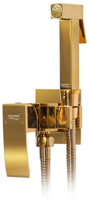 Recessed mixer with hygienic shower Grocenberg GB007 Gold