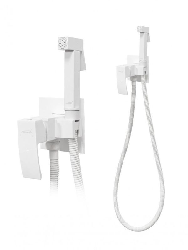 Mixer with hygienic shower Hansberge CUBITO H3077 White