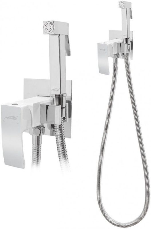 Faucet with hygienic shower Hansberge CUBITO H3077 White Chrome