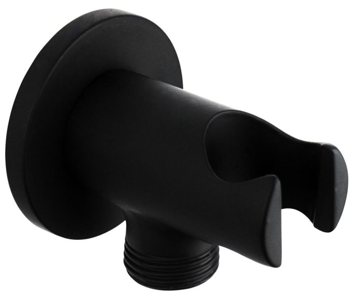 AQG, RCT round arm for hand shower with integrated drainage, matt black color