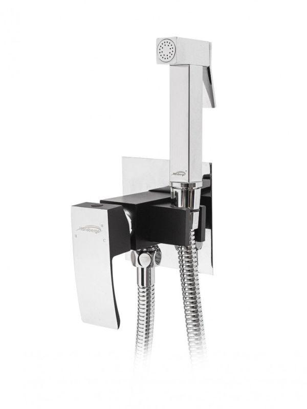 Hansberge CUBITO H3077 Recessed mixer with hygienic shower Hansberge CUBITO H3077 Black chrome