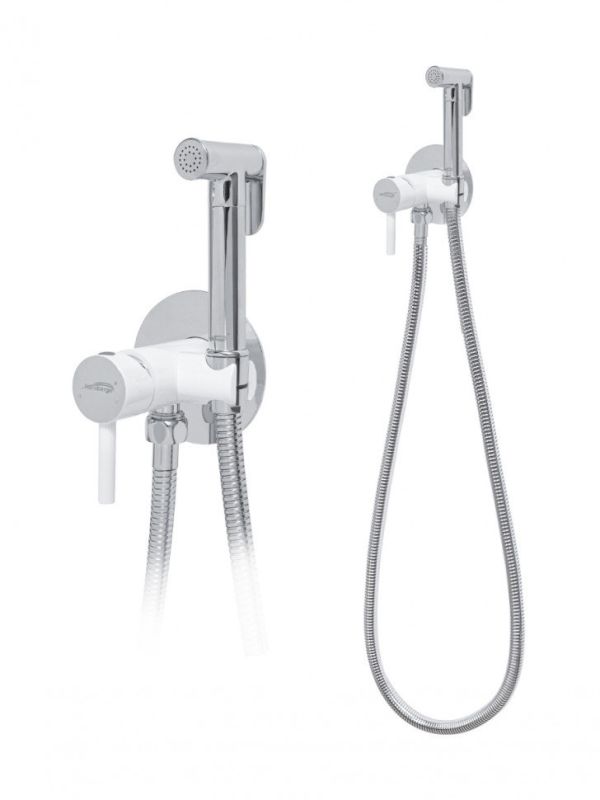 Inline mixer with hygienic shower Hansberge NORDIC H3099 White chrome