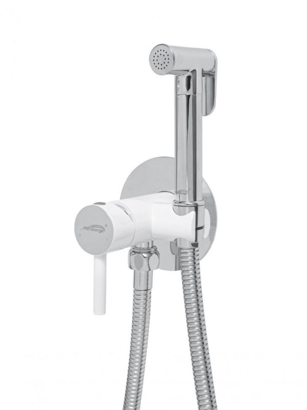 Inline mixer with hygienic shower Hansberge NORDIC H3099 White chrome