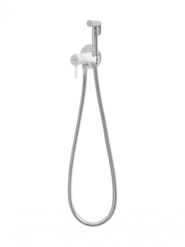 Inline mixer with hygienic shower Hansberge NORDIC H3099 White chrome