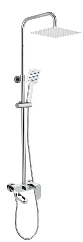 AQG WIND BLU SQ, height adjustable shower column 95-150 cm: with folding spout and square overhead shower 25x25 cm, chrome color