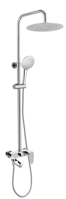 AQG WIND BLU RD, height-adjustable shower column 95-150 cm: with folding spout and 25 cm round overhead shower, chrome color