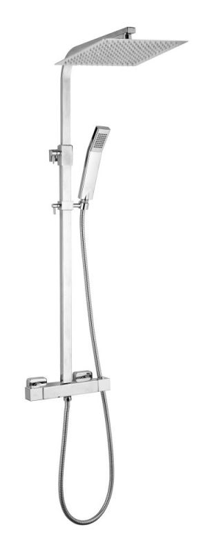 AQG Luxor, height adjustable shower column 78,5-143 cm, with thermostat and square overhead shower 25x25 cm, chrome color