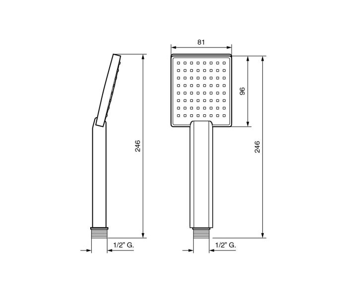 Emmevi, anti-slip hand shower 231x81mm, 3-mode, chrome color