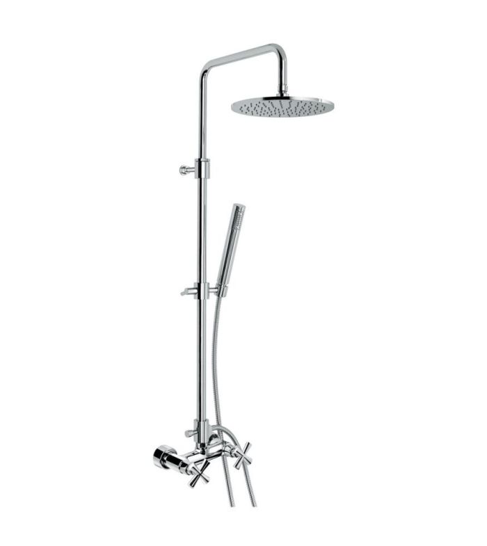 Emmevi Spirit New, brass shower column, height adjustable 82-129.5 cm: with mixer tap and 25 cm round anti-calc top shower, bronze color