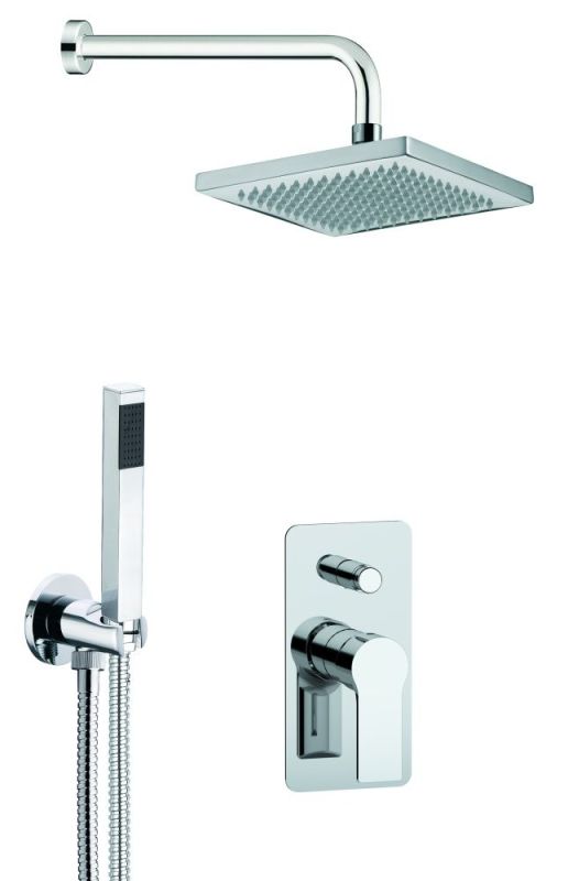 Daniel Reflex, shower set for 2 users, with bracket 30 cm and square overhead shower 20x20 cm, chrome color