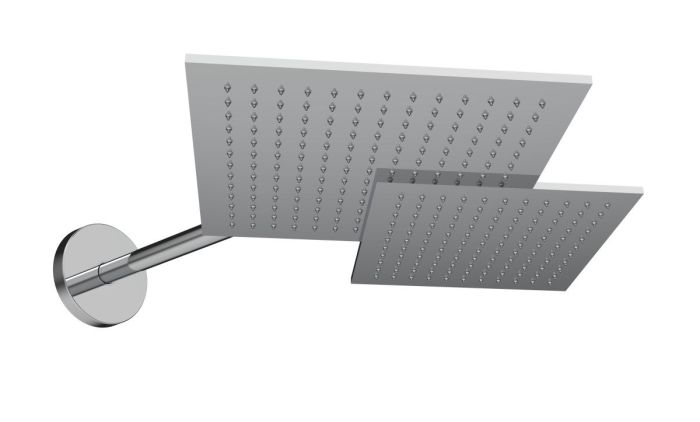 Graffio Duetto, wall bracket, dual square shower head 30x45 cm, 1 mode: rain, color chrome