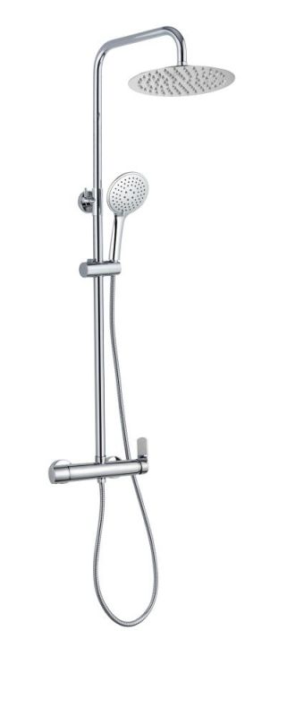 AQG VENT-i2, height-adjustable shower column 95-150 cm, with mixer tap and 20 cm round overhead shower, color chrome