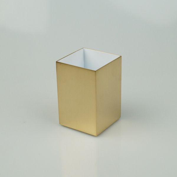 Surya Metall, square metal cup 6x6x9 cm, color gold satin