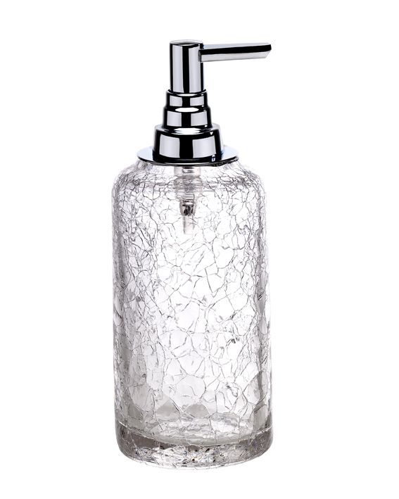 Surya Crystal, 7x7xh19 cm high dispenser with V6 pump, broken glass effect, chrome color