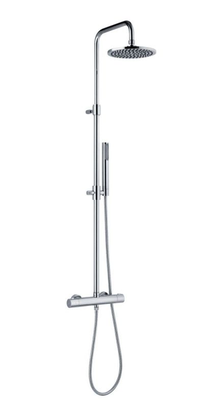 Fiore Xenon, height-adjustable shower column with 20 cm overhead shower and thermostat mixer, chrome color