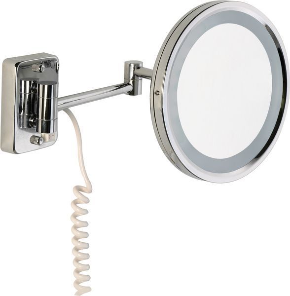 Sanibano, wall-mounted round mirror (3x) with LED backlight (with wire and plug), chrome color