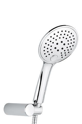 Emmevi, 159 hand shower set: round showerhead in ABS, 150 cm hose in brass and showerhead holder in ABS, chrome color