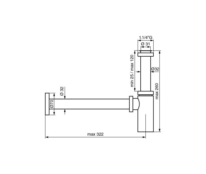 Emmevi, round trap 1_У for washbasin, color bronze