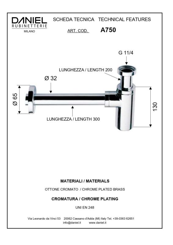 Daniel Washbasin trap, matt gold