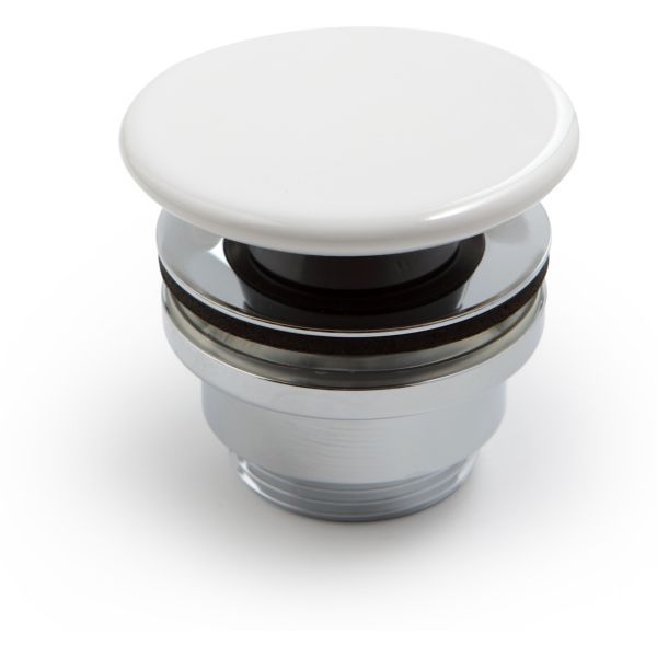 White Ceramic, bottom valve CLICK CLACK with ceramic cover, glossy white color