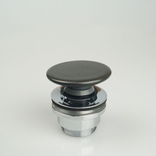 White Ceramic, bottom valve CLICK CLACK with ceramic cover, matt black color