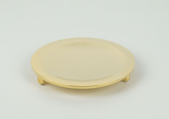 Surya Metall, round metal soap dish with legs 11x11 cm, color gold