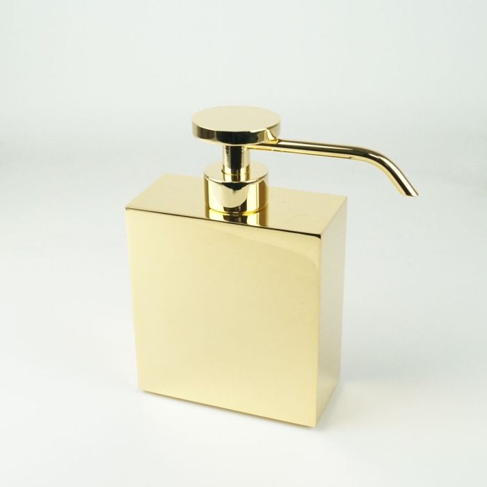 Surya Metall, rectangular metal dispenser 4.5x9.5x14.5 cm with pump V6, color gold