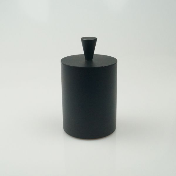 Surya Metall, round jar with lid 7x7xh9 cm, for hygiene supplies, color matte black