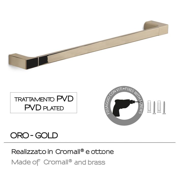 Gedy Pirenei, towel holder, length 60 cm, color gold (PVD)