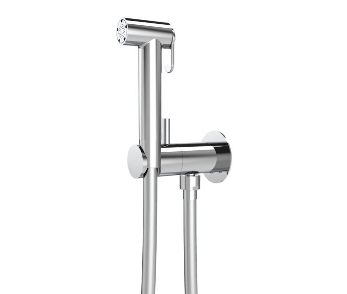 Graffio, circular hygienic shower set with progressive cartridge, chrome color