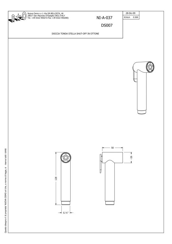 Graffio, circular hygienic shower set with progressive cartridge, matt white color