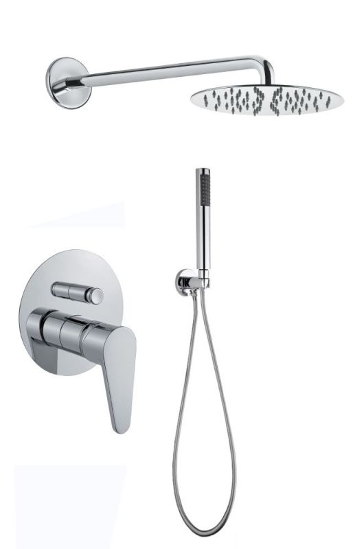 Fiore Kera, shower set for 2 users: with 20 cm round overhead shower head and 35 cm bracket, chrome color