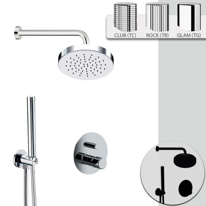 Daniel Trilogy, 2-piece shower set with 22.5 cm circular overhead shower head and 30 cm shower arm, chrome color