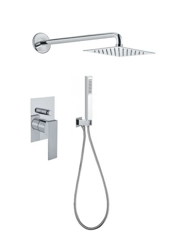 Fiore Kube, shower set for 2 users: with square overhead shower 20x20 cm and bracket 35 cm, matt white color