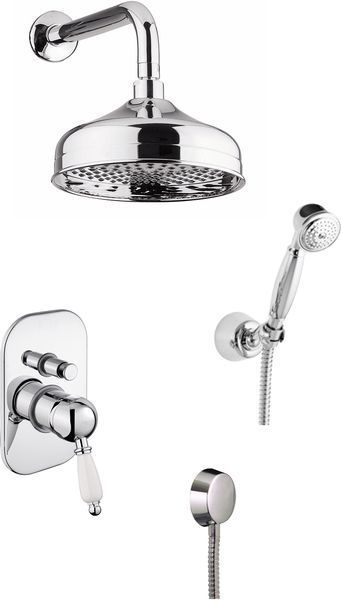 Fiore Imperiale, shower set for 2 users: with circular overhead shower 20 cm and bracket 35 cm, color chrome