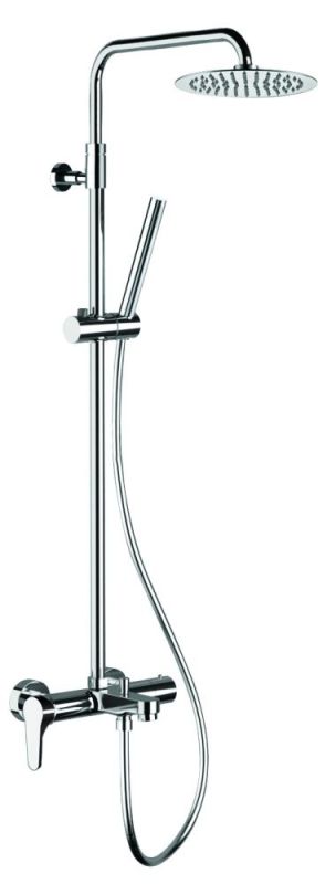 Daniel Tiara, height-adjustable shower column 111-166 cm, with spout and round top shower 20 cm, matt gold color