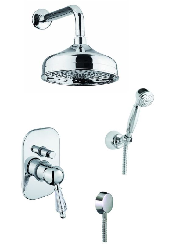 Fiore Imperiale Sky, shower set for 2 users: with round overhead shower 20 cm and bracket 35 cm, bronze color