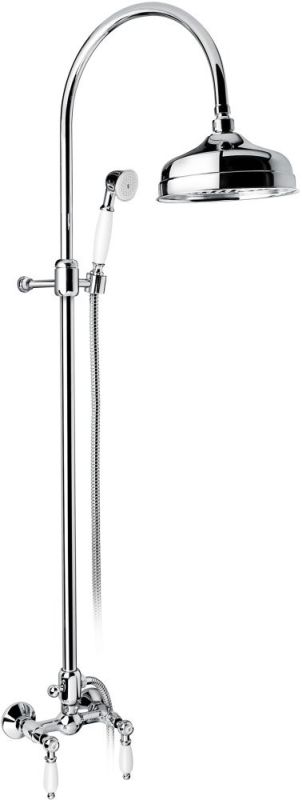 Emmevi, shower column with ceramic handles (old art. no. 12100281), height-adjustable 93.2-133.2 cm: with mixer tap and round anti-calc vee