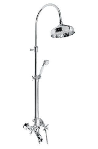 Emmevi, shower column with cross handles (old Art. No. 1261181), height-adjustable 125-163 cm: with spout and round anti-calc top shower head