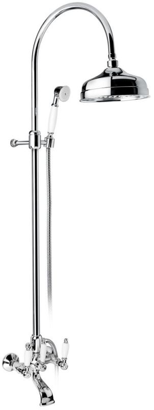 Emmevi, shower column with ceramic handles (old Art. no. 12161181), height adjustable 127.5-167.5 cm: with spout and round anti-calc top shower head