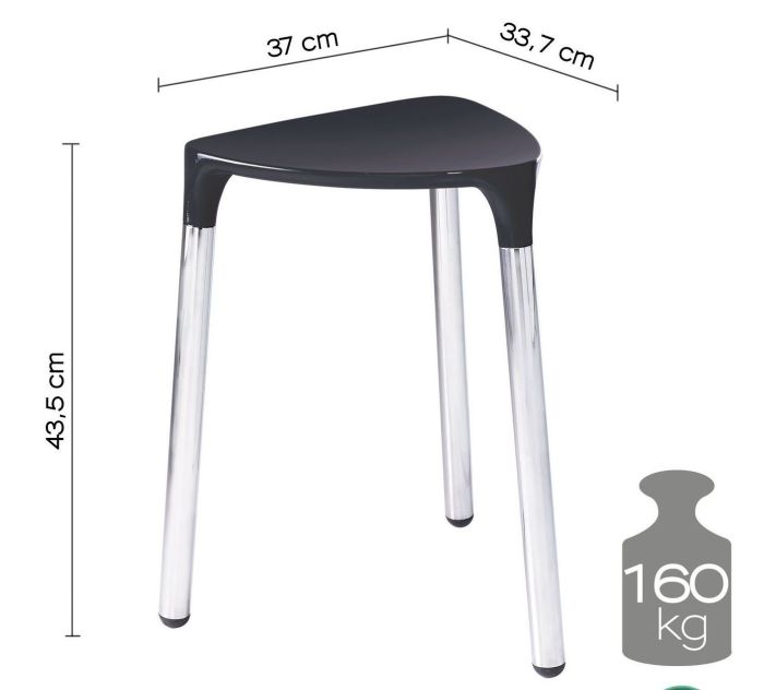 Gedu Yannis, chair, color chrome - black plastic