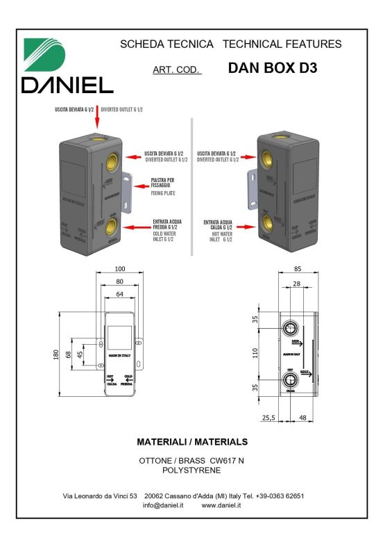 Daniel, inner part for shower mixer with 3 outlets