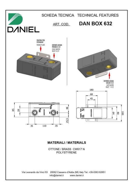 Daniel, inner part for wall-mounted washbasin mixer on horizontal plate